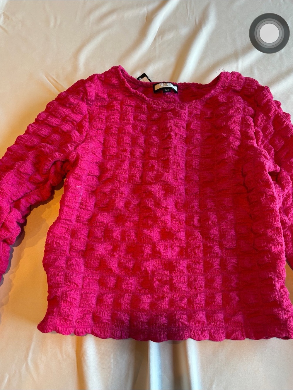 Discreet Bubble Texture Top - Bright Pink